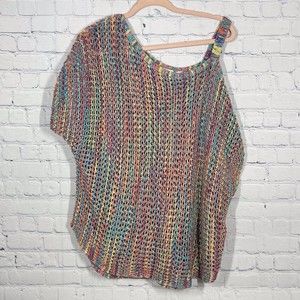 Vintage Women Sweater Cato Size XL Off The Shoulder Boho Crochet Cotton